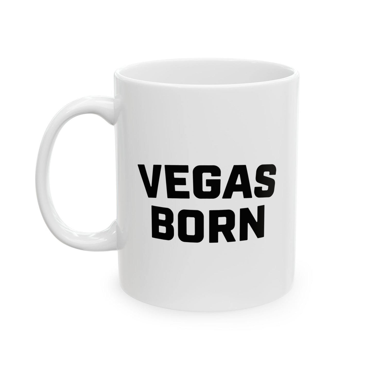 Vegas Born Las Vegas ceramic coffee mug 11oz side view