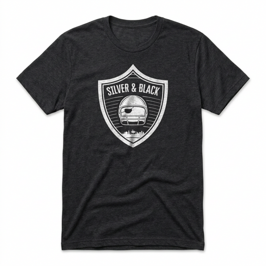 Silver and Black Shield Las Vegas Raiders t-shirt in black