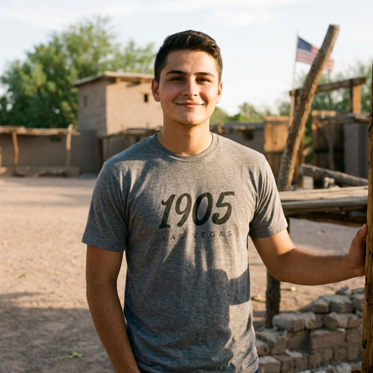 1905 Las Vegas est. 1905 t-shirt lifestyle shot in premium heather