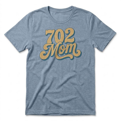 702 Mom Las Vegas t-shirt in stonewash denim