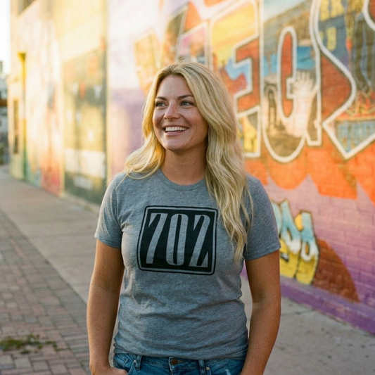 702 Square Las Vegas area code t-shirt lifestyle shot in premium heather