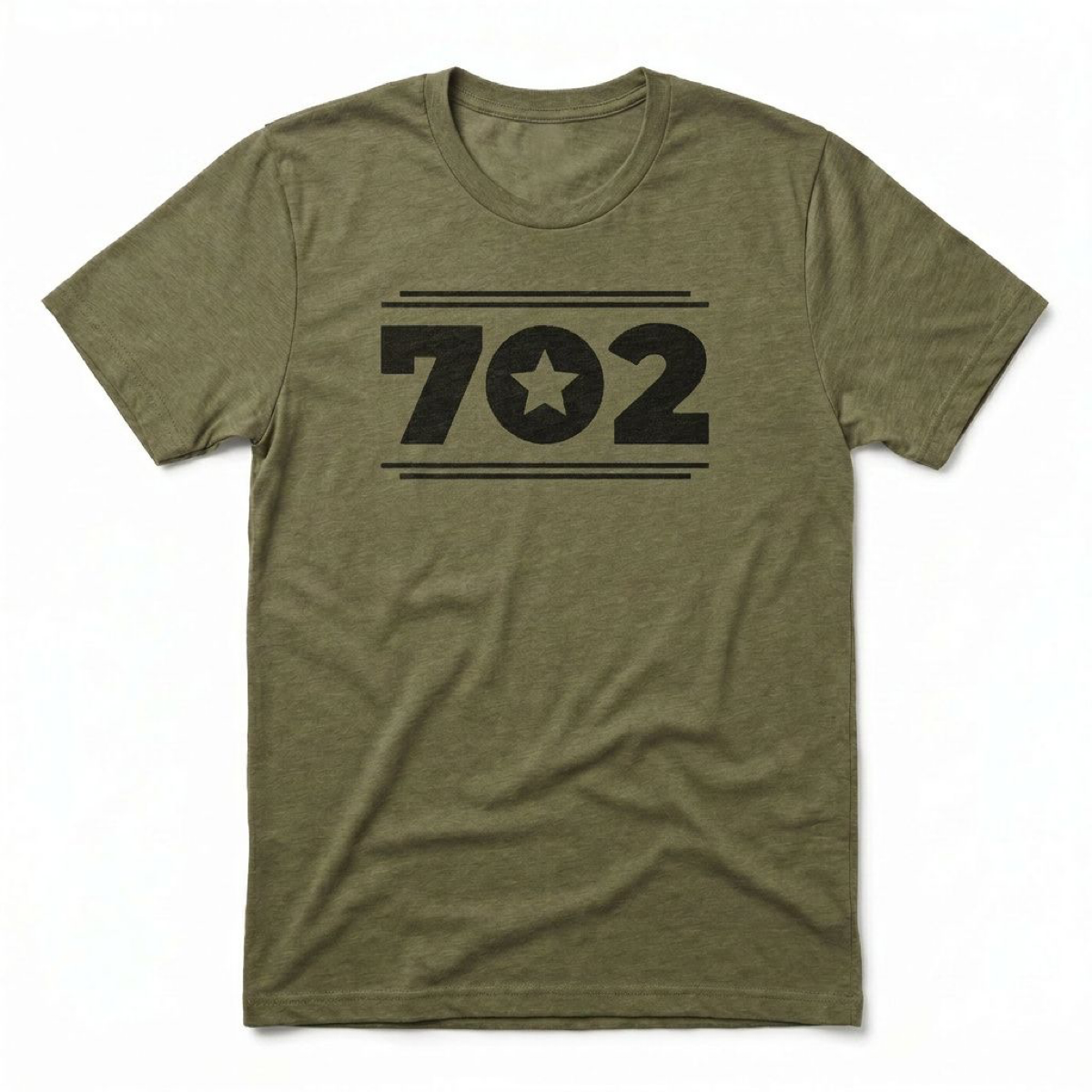 702 Star Las Vegas area code t-shirt in military green