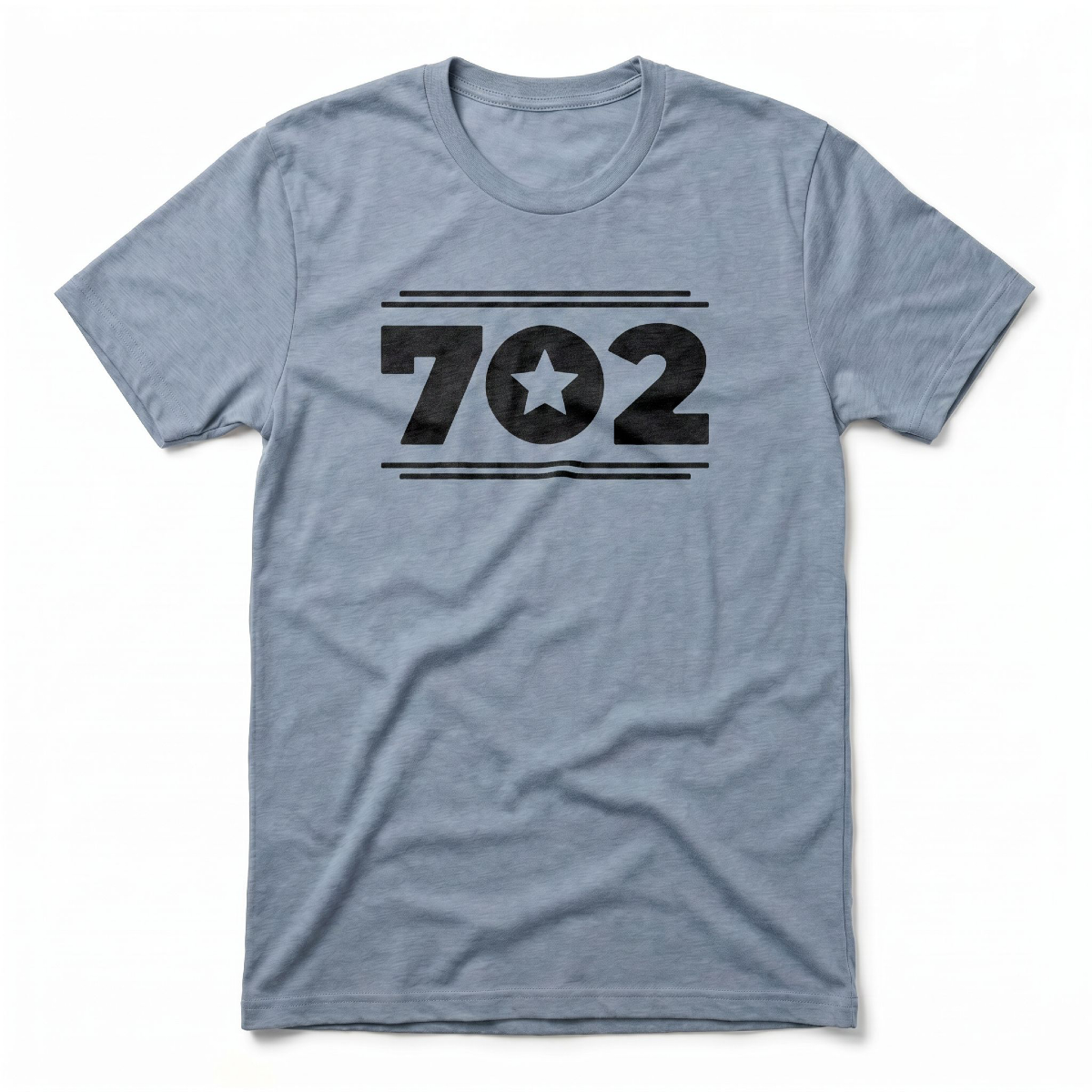 702 Star Las Vegas area code t-shirt in stonewash denim
