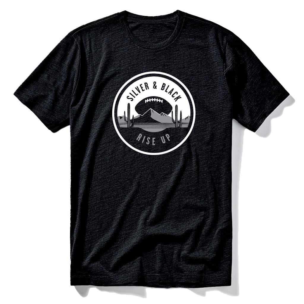 Silver and Black Rise Up Las Vegas Raiders t-shirt in black