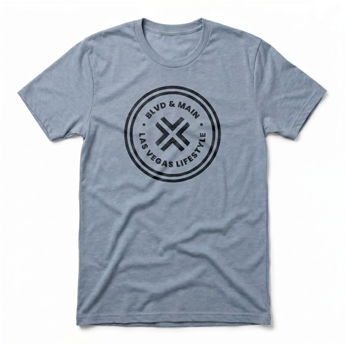 BLVD Circle Las Vegas t-shirt in stonewash denim