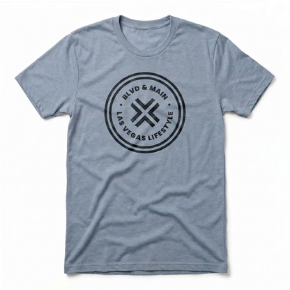 BLVD Circle Las Vegas t-shirt in stonewash denim