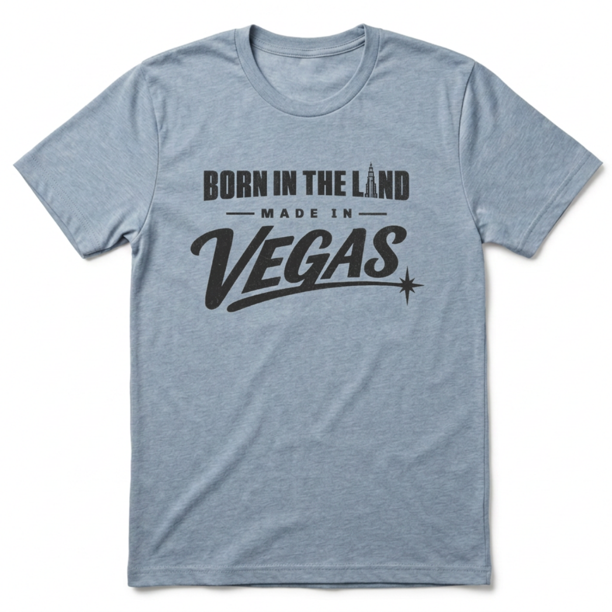 Made In The Land Las Vegas t-shirt in vintage stonewash denim