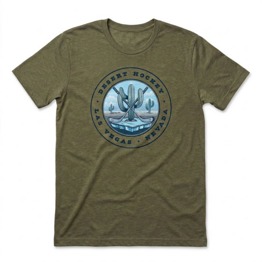 Desert Hockey Cactus Las Vegas Golden Knights t-shirt in military green