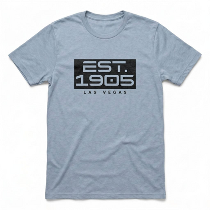 Established 1905 Las Vegas t-shirt in vintage stonewash denim