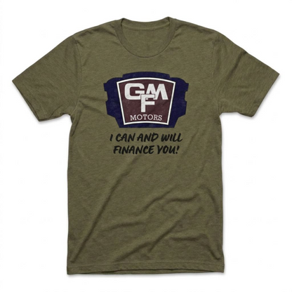 GMF Motors Las Vegas area code t-shirt in military green