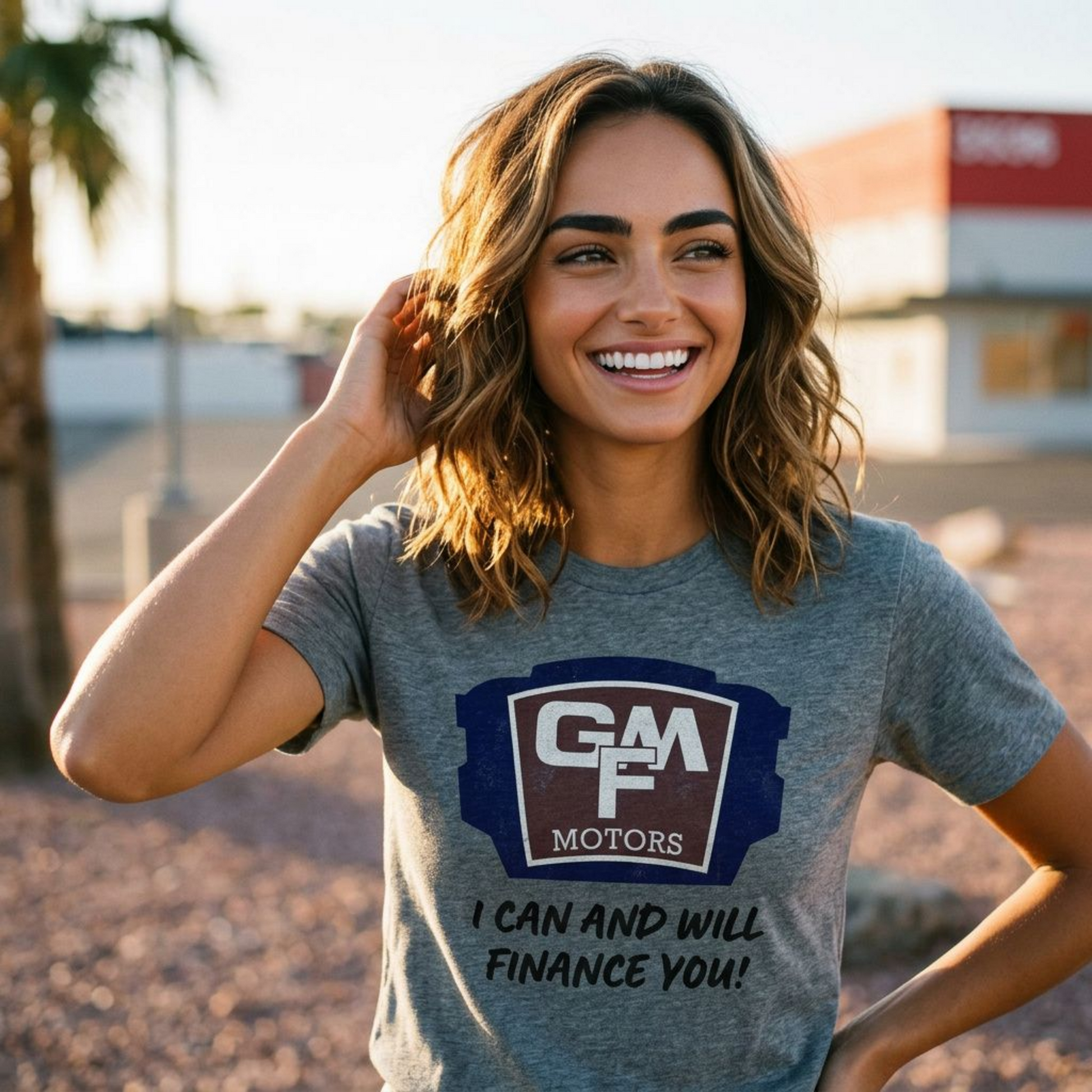 GMF Motors Las Vegas area code t-shirt lifestyle shot in premium heather