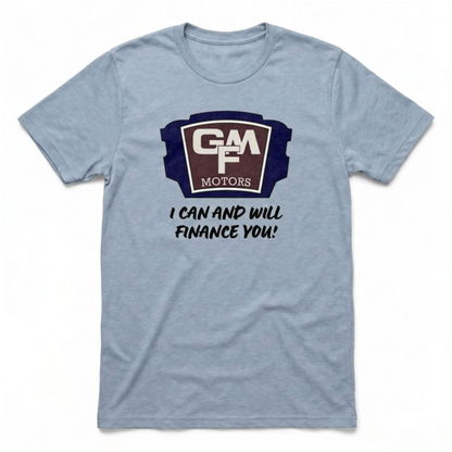 GMF Motors Las Vegas area code t-shirt in vintage stonewash denim