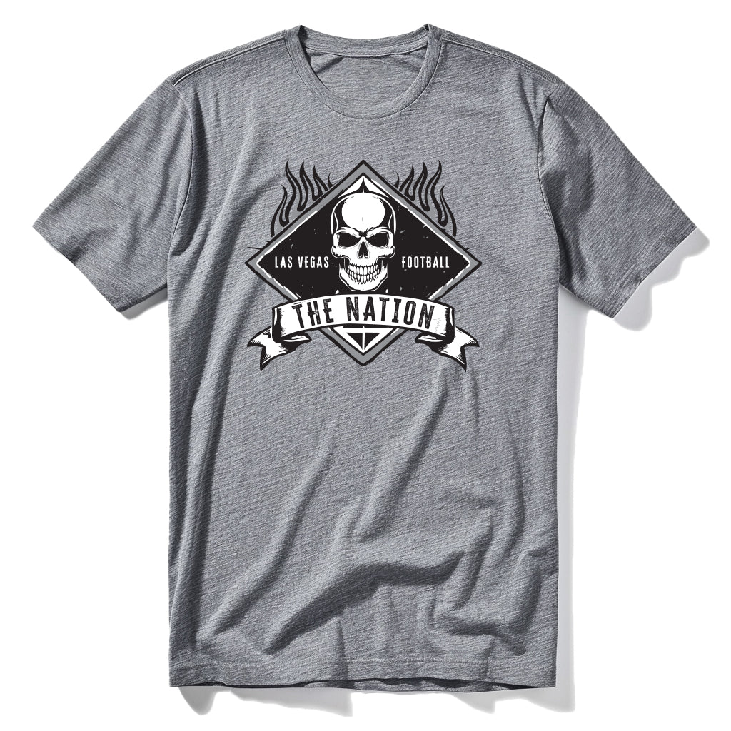 The Nation Skull and Fire Las Vegas Raiders t-shirt in gray