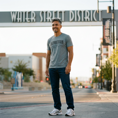 Henderson 1941 Henderson Nevada t-shirt lifestyle shot in premium heather