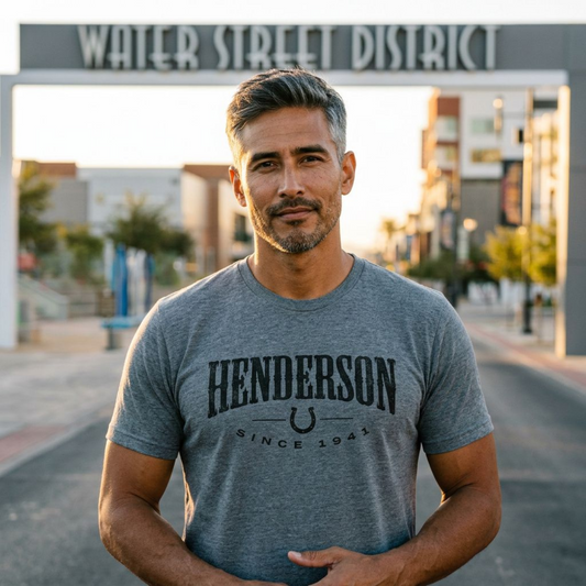 Henderson 1941 Henderson Nevada t-shirt lifestyle shot in premium heather
