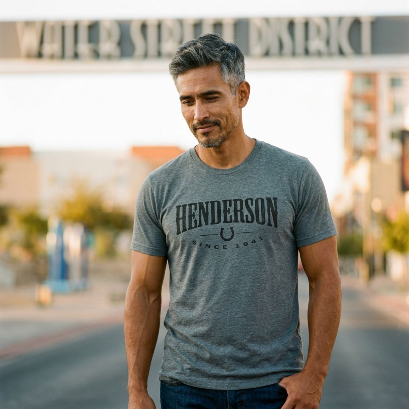 Henderson 1941 Henderson Nevada t-shirt lifestyle shot in premium heather