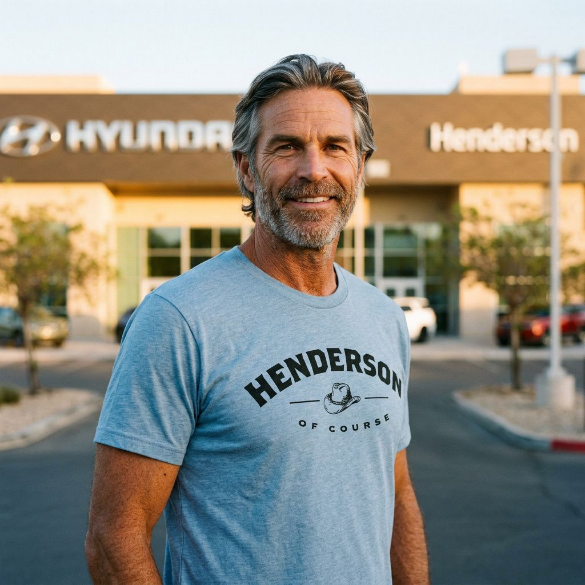 Henderson, Of Course Henderson Nevada t-shirt lifestyle shot in vintage stonewash denim