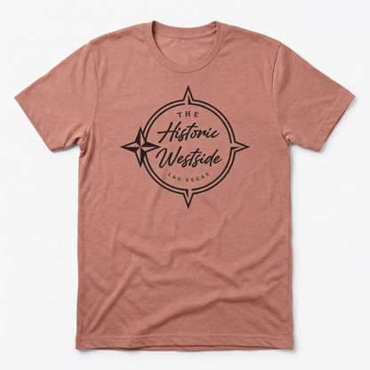 Historic West Side Las Vegas compass t-shirt in desert pink