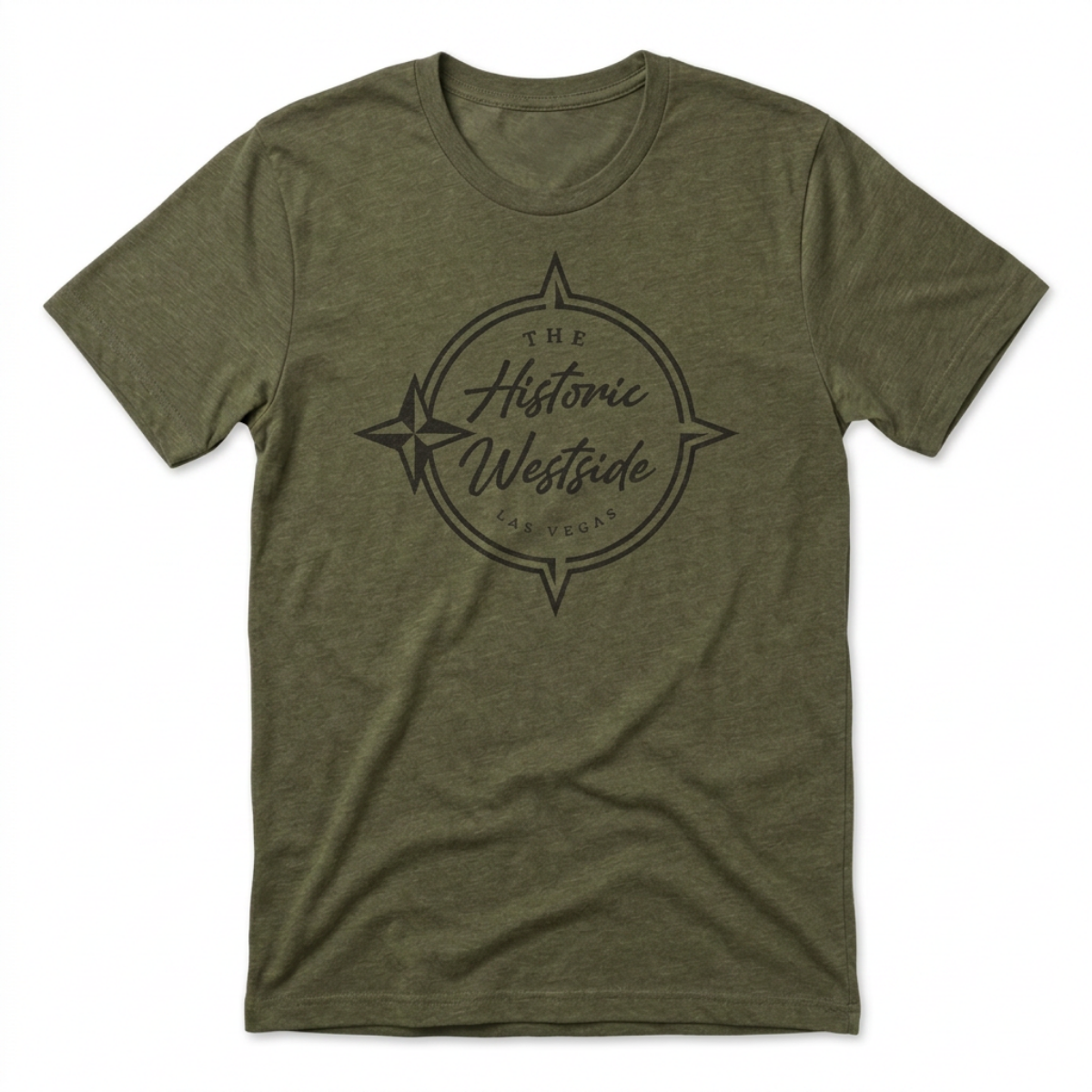 Historic West Side Las Vegas compass t-shirt in military green