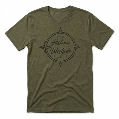 Historic West Side Las Vegas compass t-shirt in military green