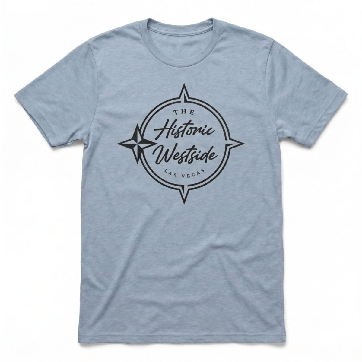 Historic West Side Las Vegas compass t-shirt in vintage stonewash denim