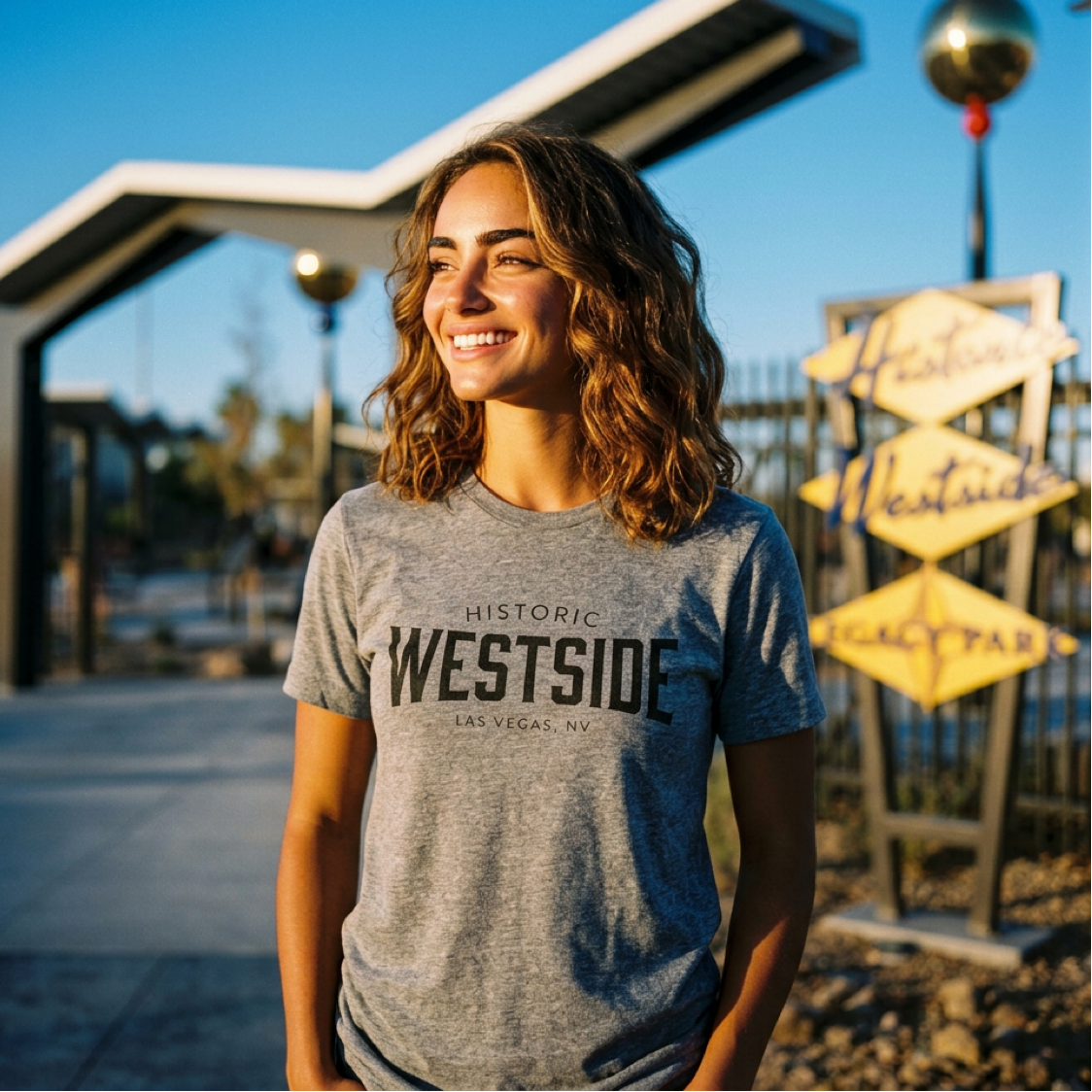 Westside Proud Las Vegas t-shirt lifestyle shot in premium heather