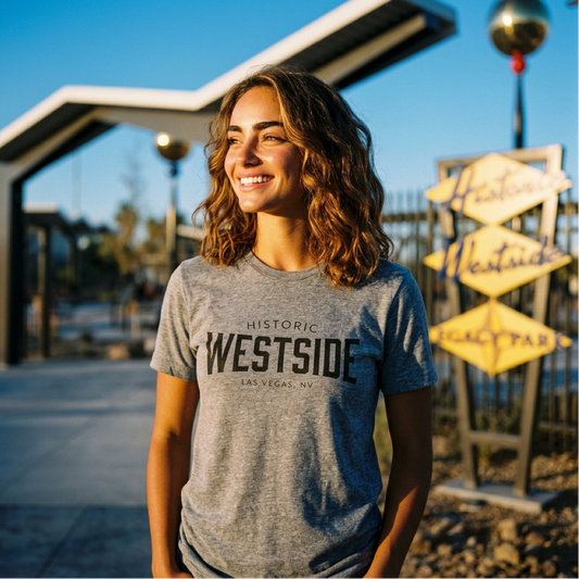 Westside Proud Las Vegas t-shirt lifestyle shot in premium heather