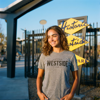 Westside Proud Las Vegas t-shirt lifestyle shot in premium heather