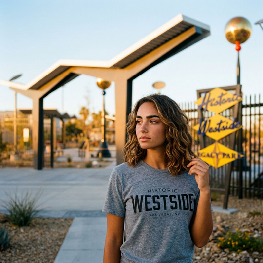 Westside Proud Las Vegas t-shirt lifestyle shot in premium heather