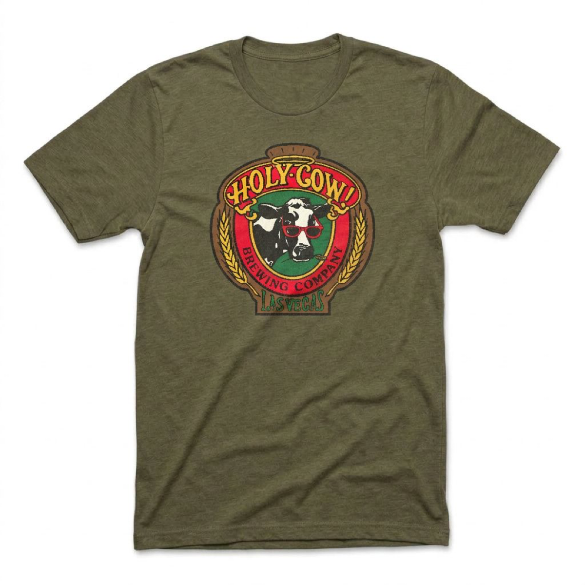 Holy Cow Brewing Las Vegas area code t-shirt in military green