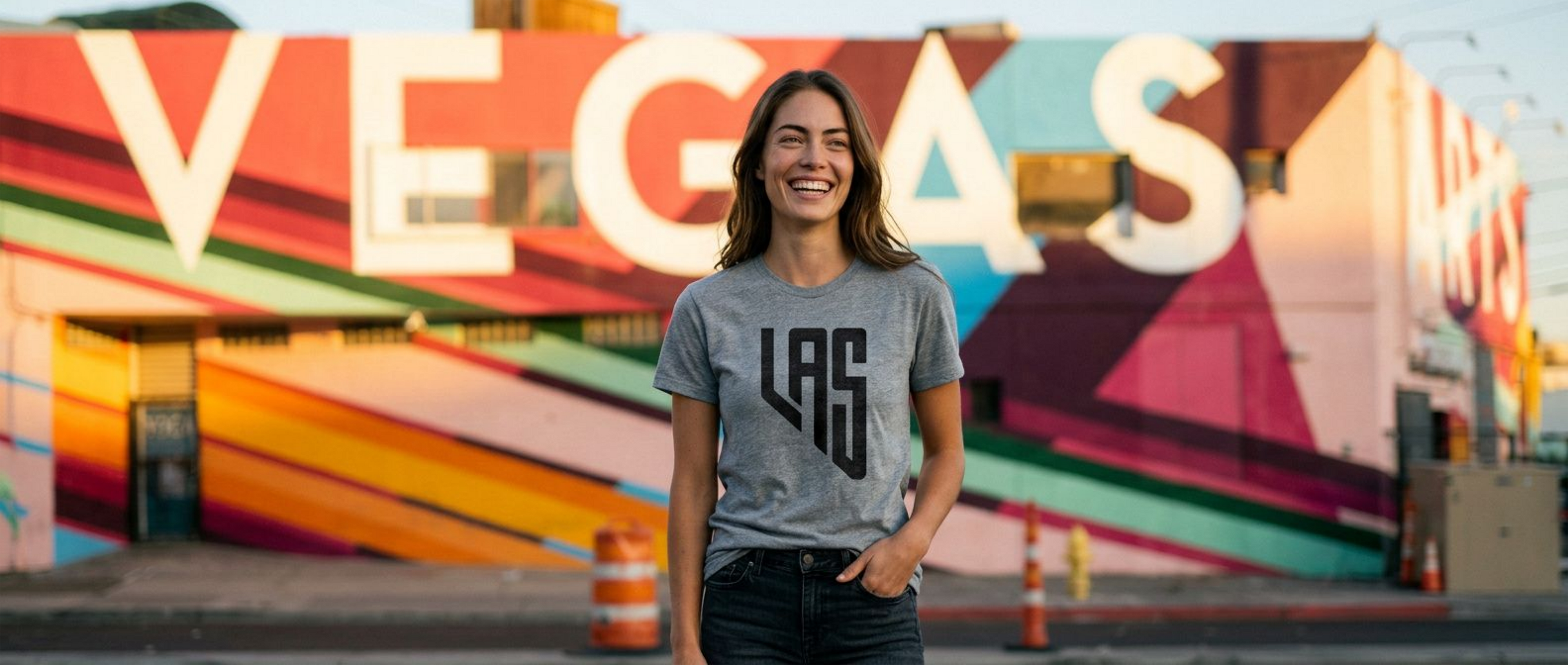 LAS, Nevada Las Vegas local t-shirt lifestyle shot in premium heather wide banner