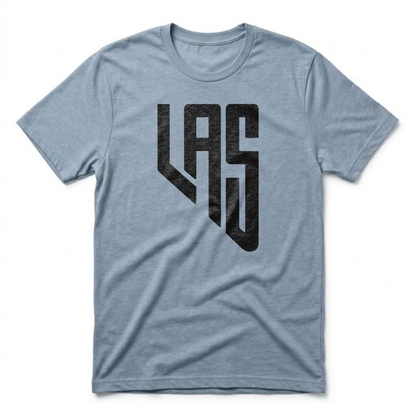 LAS, Nevada Las Vegas area code t-shirt in vintage stonewash denim