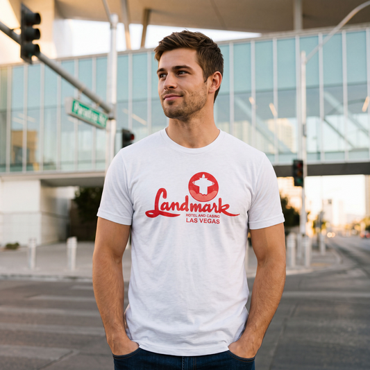 Landmark Las Vegas t-shirt second lifestyle shot in white