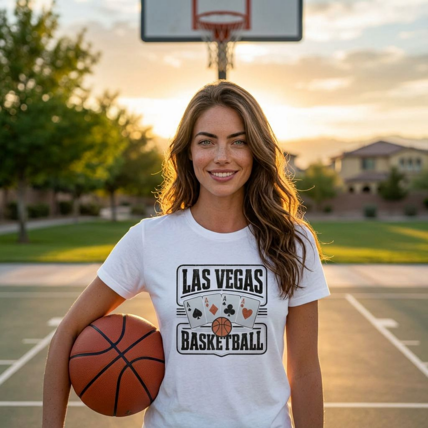 All Aces Las Vegas basketball t-shirt lifestyle shot in white