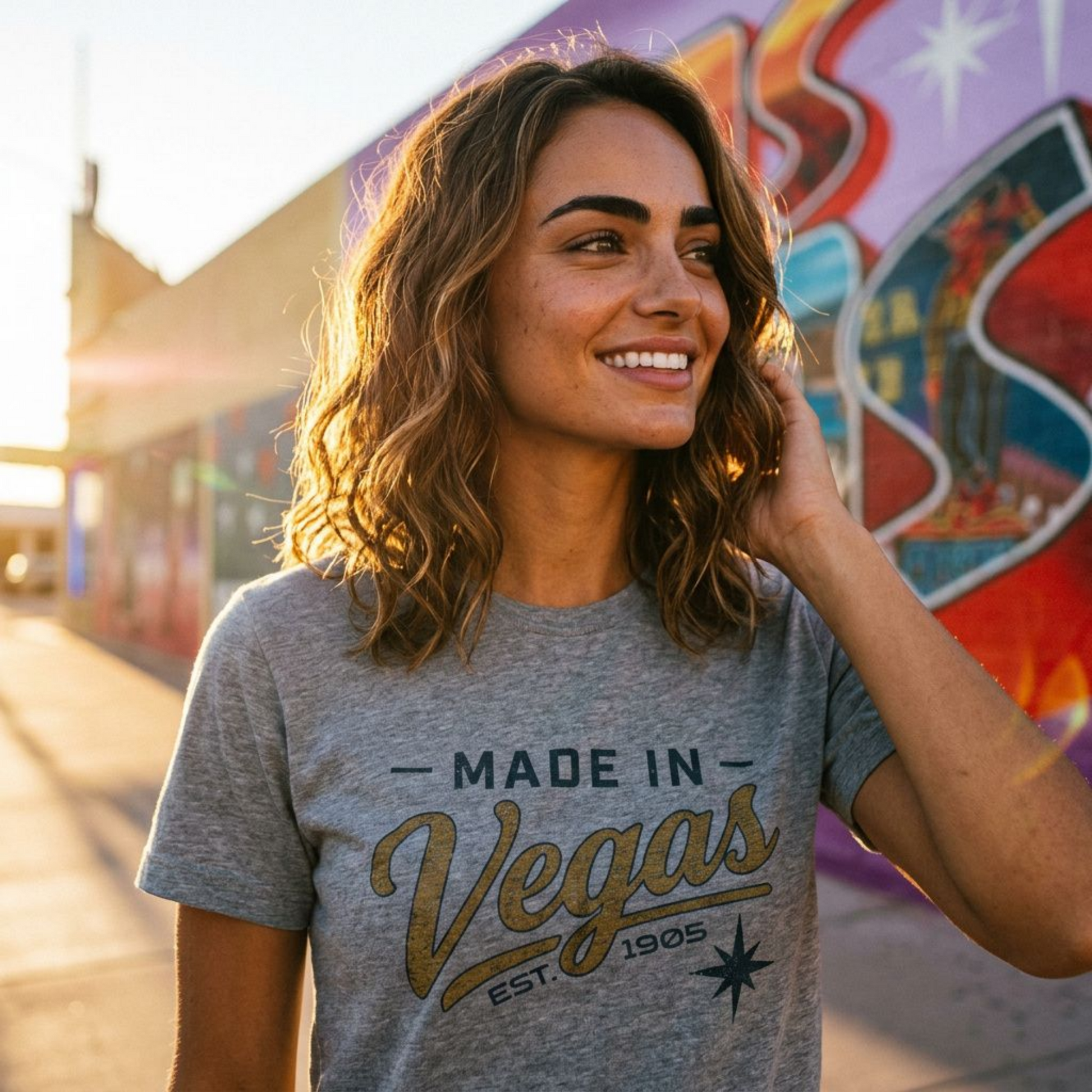 Made In Vegas Las Vegas area code t-shirt lifestyle shot in premium heather
