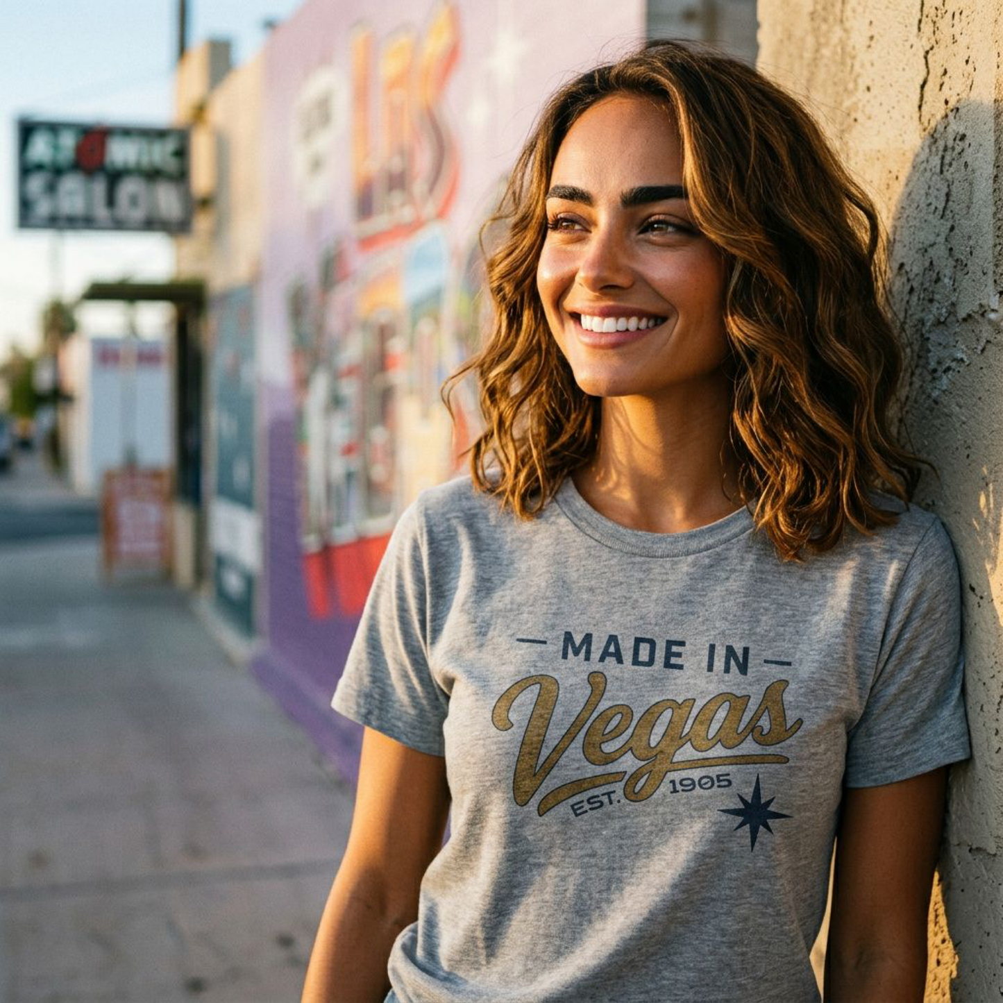 Made In Vegas Las Vegas area code t-shirt lifestyle shot in premium heather