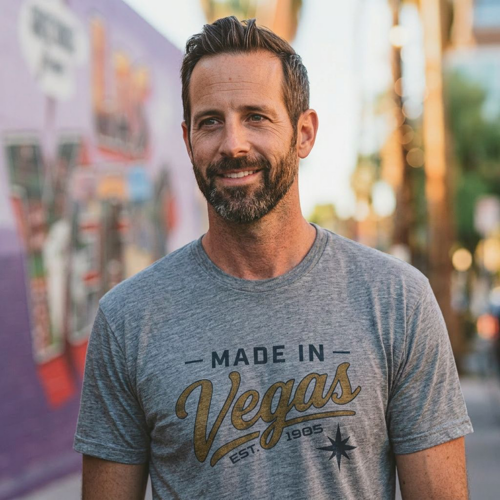Made In Vegas Las Vegas area code t-shirt lifestyle shot in premium heather