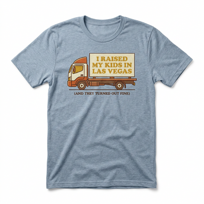 Raised In Vegas Las Vegas t-shirt in stonewash denim