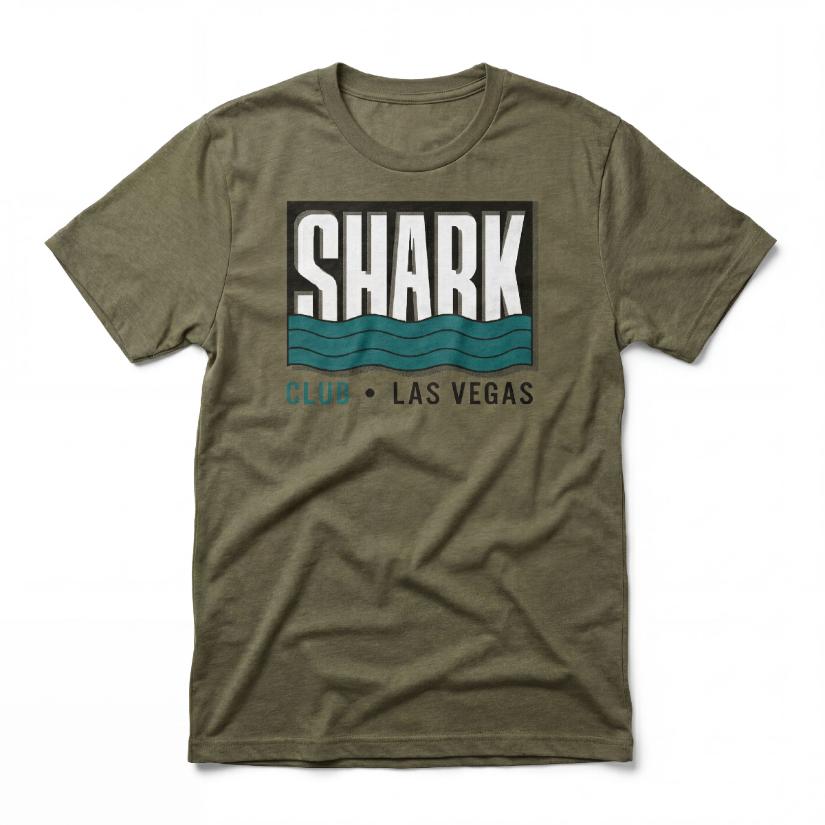 Shark Club Las Vegas nightclub tribute t-shirt in military green