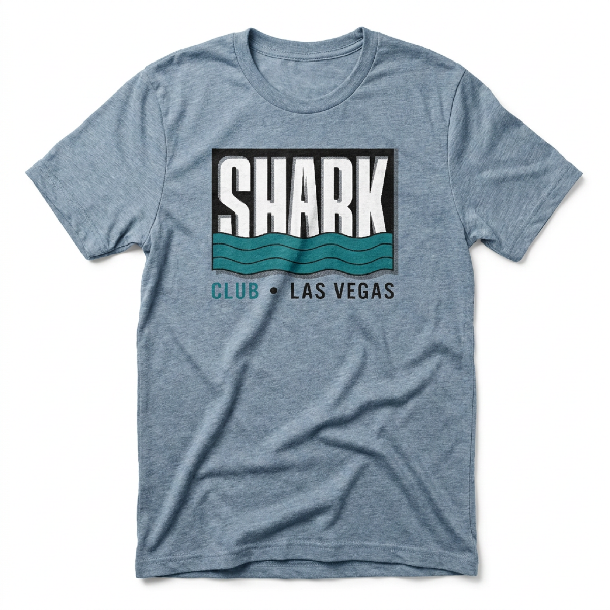 Shark Club Las Vegas nightclub tribute t-shirt in stonewash denim