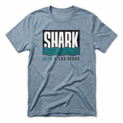 Shark Club Las Vegas nightclub tribute t-shirt in stonewash denim