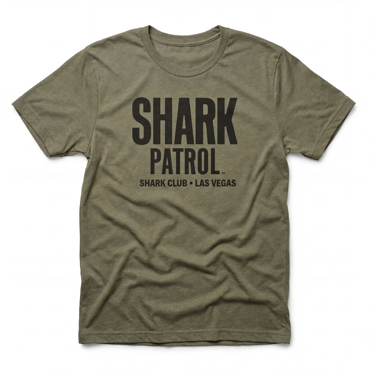 Shark Patrol Las Vegas nightclub t-shirt in military green