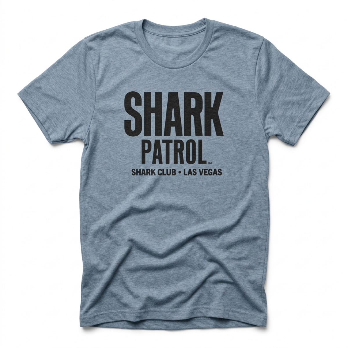 Shark Patrol Las Vegas nightclub t-shirt in stonewash denim