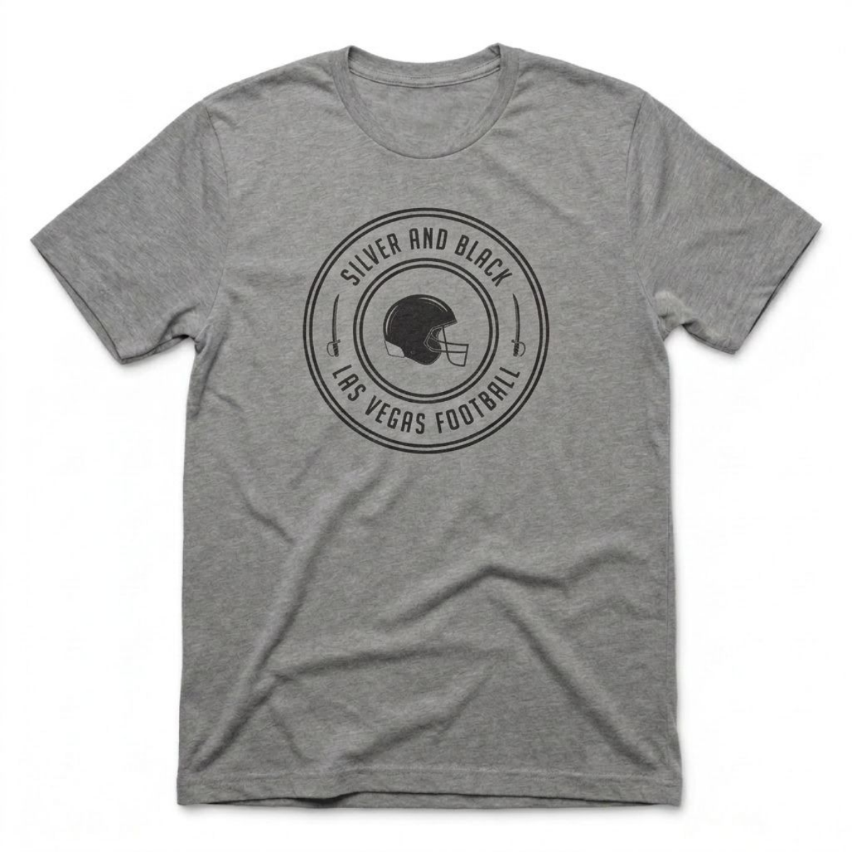 Silver and Black Helmet Las Vegas Raiders t-shirt in premium heather