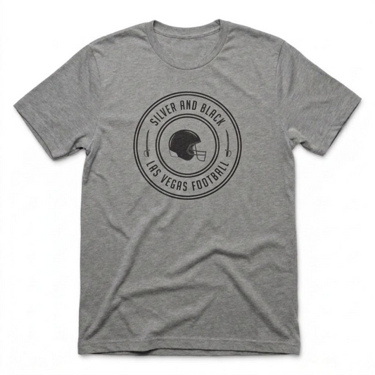 Silver and Black Helmet Las Vegas Raiders t-shirt in premium heather