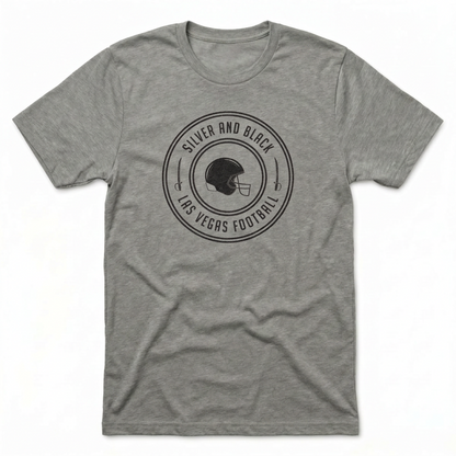 Silver and Black Helmet Las Vegas Raiders t-shirt in venetian gray