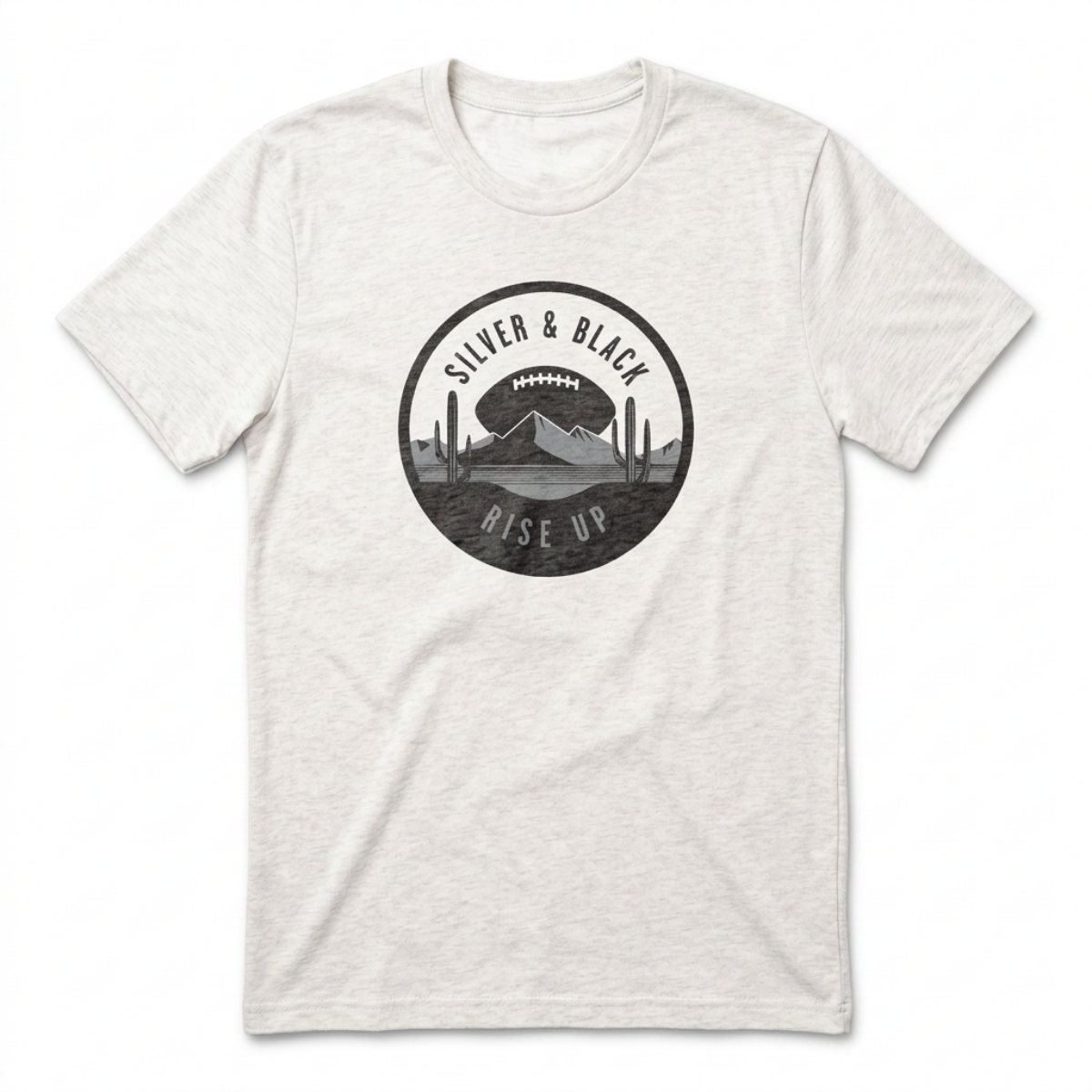 Silver and Black Rise Up Las Vegas Raiders t-shirt in heather white