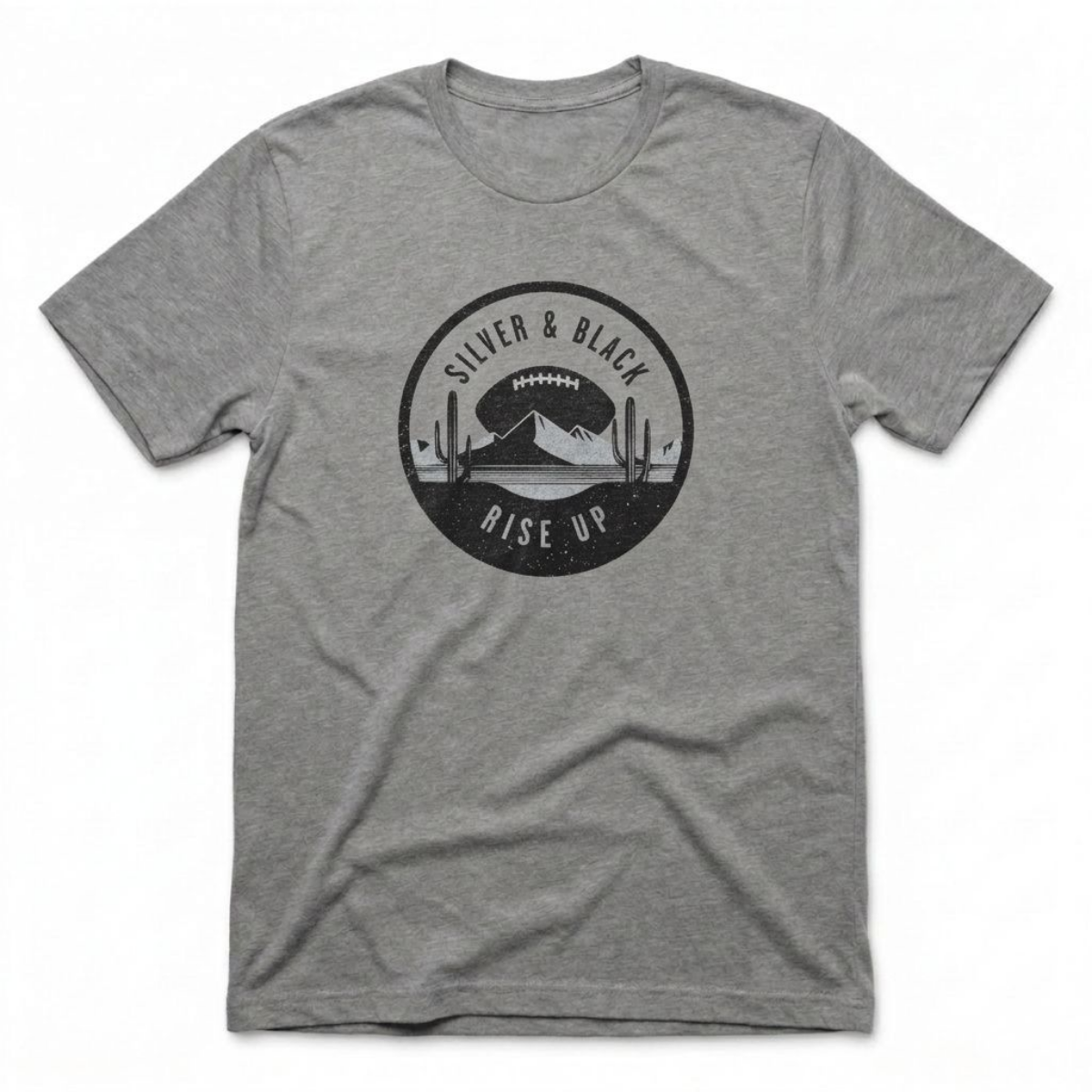 Silver and Black Rise Up Las Vegas Raiders t-shirt in premium heather