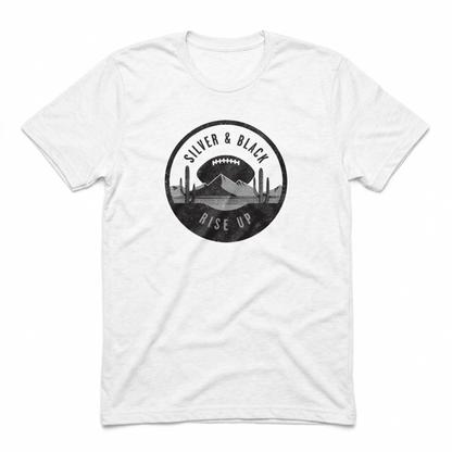 Silver and Black Rise Up Las Vegas Raiders t-shirt in white