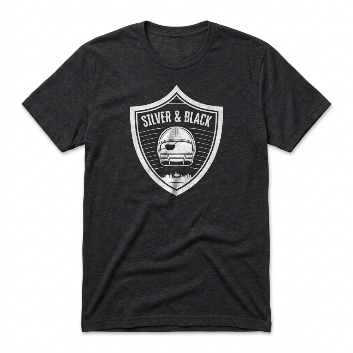Silver and Black Shield Las Vegas Raiders t-shirt in black
